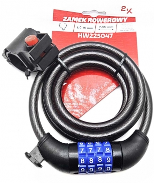 2K ZAPIĘCIE ROWEROWE NA SZYFR 10x1500mm CZARNE