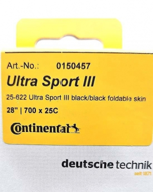 OPONA CONTINENTAL ULTRA SPORT III 700x25C CZARNA ZWIJANA