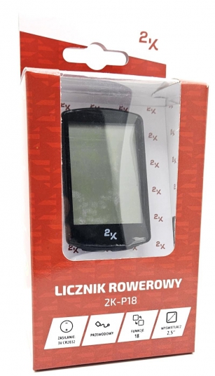 2K-P18 LICZNIK ROWEROWY 18 FUNKCJI PRZEWODOWY DUŹE CYFRY
