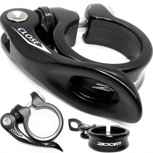 ZOOM OBEJMA ZAMYKACZ ZACISK SIODŁA CZARNY POŁYSK 31,8mm