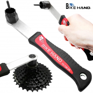 BIKE-HAND YC-126-2A ŚCIĄGACZ Z RĄCZKĄ DO KASET I TARCZ HAMULCA